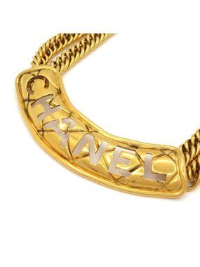 Chanel Choker Gold Double Chain Necklace